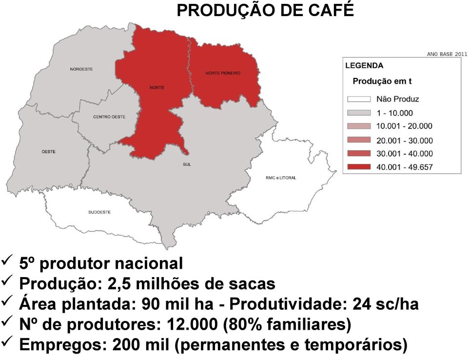 - Produtividade: 24 sc/ha Nº de produtores: 12.