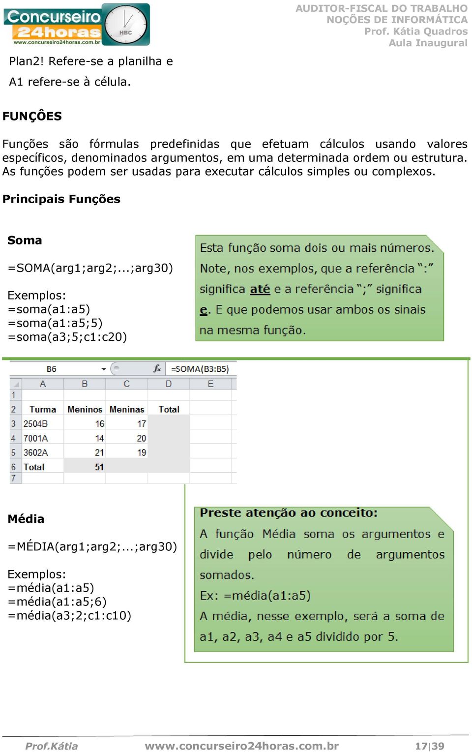 argumentos, em uma determinada ordem ou estrutura. As funções podem ser usadas para executar cálculos simples ou complexos.