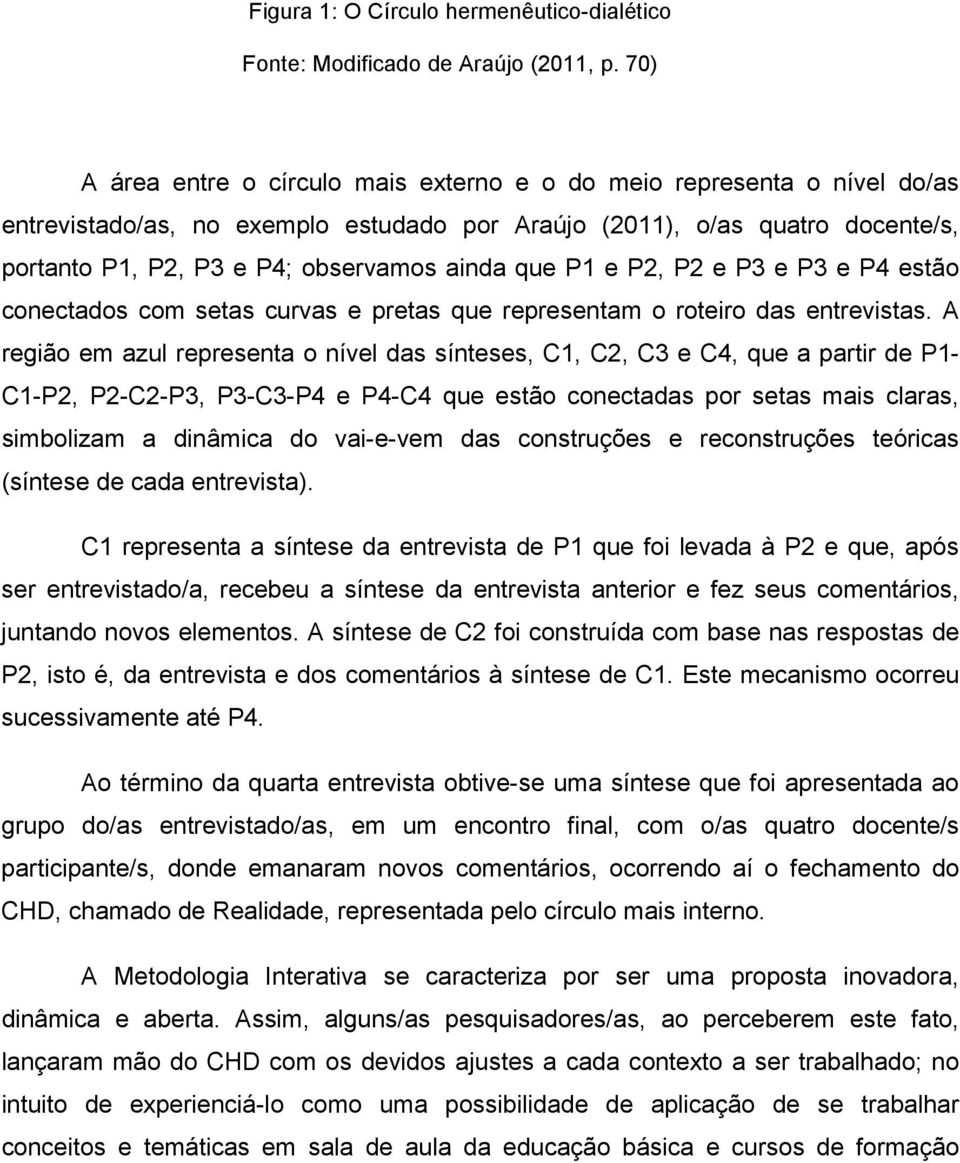 que P1 e P2, P2 e P3 e P3 e P4 estão conectados com setas curvas e pretas que representam o roteiro das entrevistas.