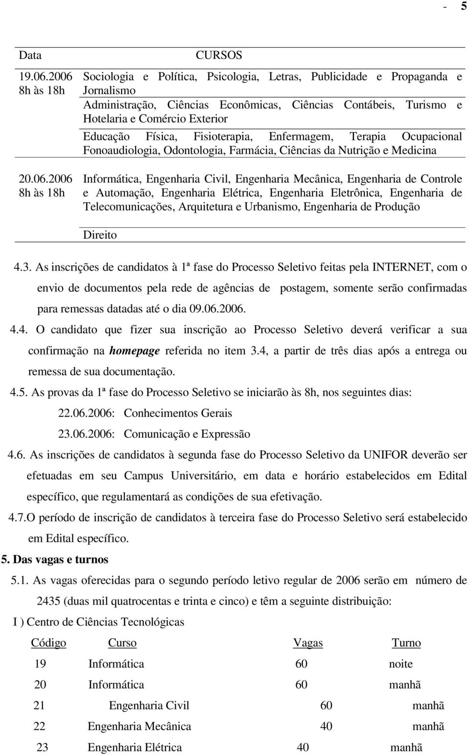 e Comércio Exterior Educação Física, Fisioterapia, Enfermagem, Terapia Ocupacional Fonoaudiologia, Odontologia, Farmácia, Ciências da Nutrição e Medicina Informática, Engenharia Civil, Engenharia