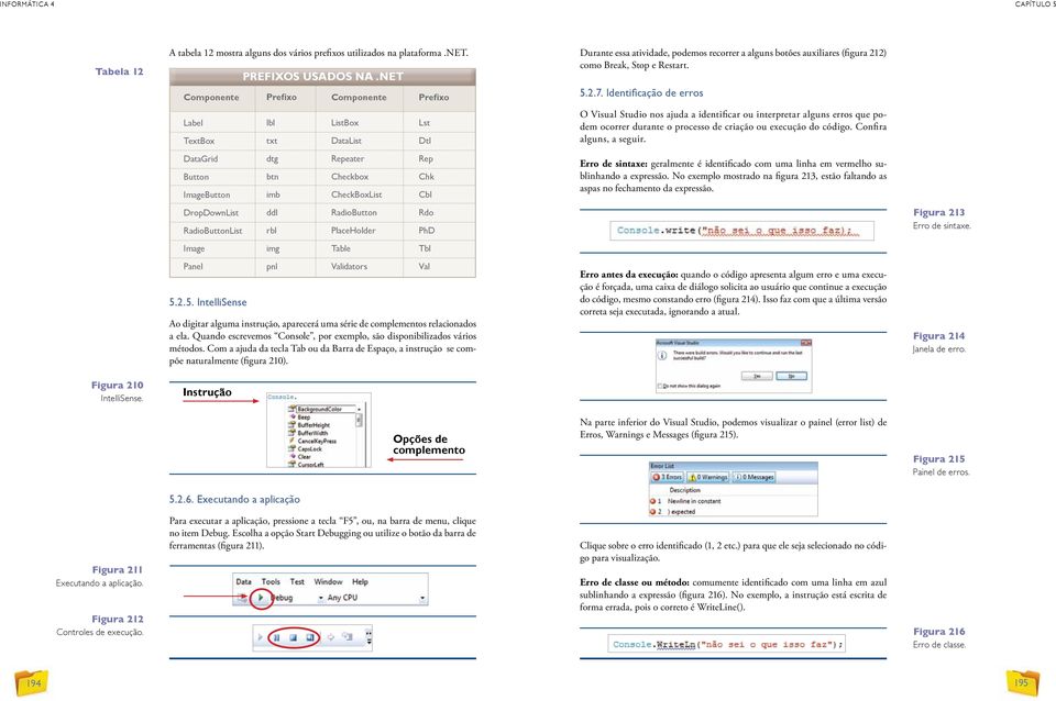 2.7. Identificação de erros O Visual Studio nos ajuda a identificar ou interpretar alguns erros que podem ocorrer durante o processo de criação ou execução do código. Confira alguns, a seguir.