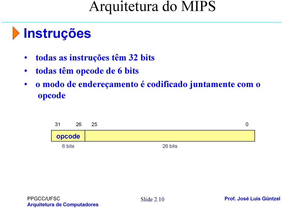 bits o modo de endereçamento é codificado