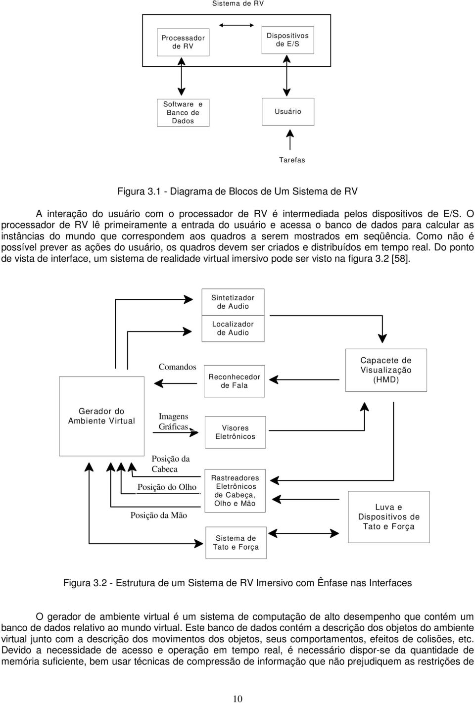 O processador de RV lê primeiramente a entrada do usuário e acessa o banco de dados para calcular as instâncias do mundo que correspondem aos quadros a serem mostrados em seqüência.