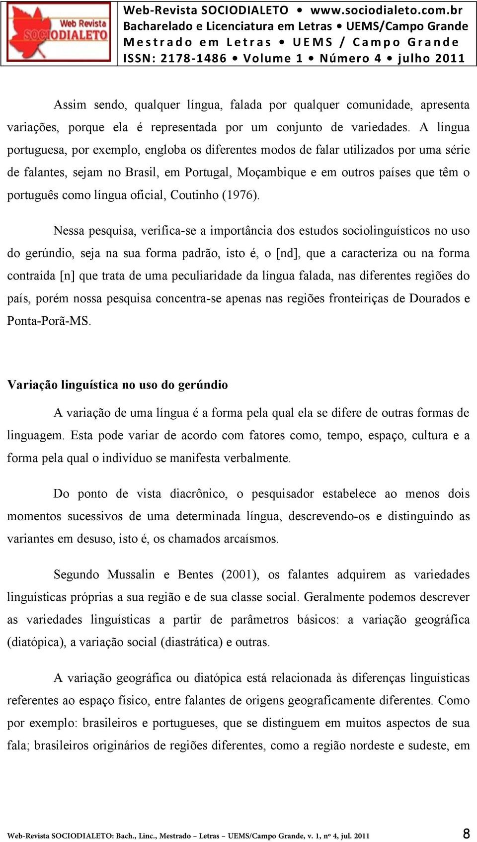 língua oficial, Coutinho (1976).