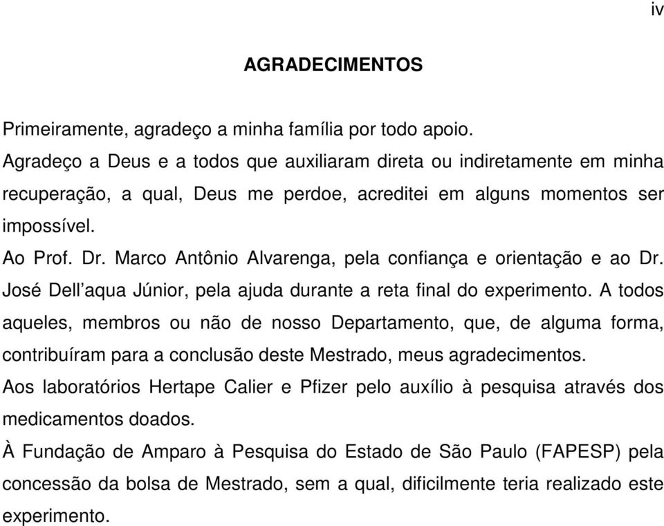 Marco Antônio Alvarenga, pela confiança e orientação e ao Dr. José Dell aqua Júnior, pela ajuda durante a reta final do experimento.