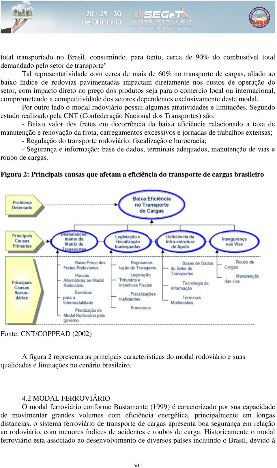 comprometendo a competitividade dos setores dependentes exclusivamente deste modal. Por outro lado o modal rodoviário possui algumas atratividades e limitações.