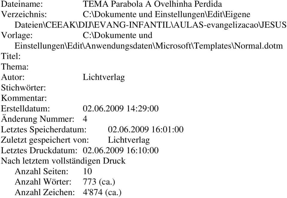 dotm Titel: Thema: Autor: Lichtverlag Stichwörter: Kommentar: Erstelldatum: 02.06.