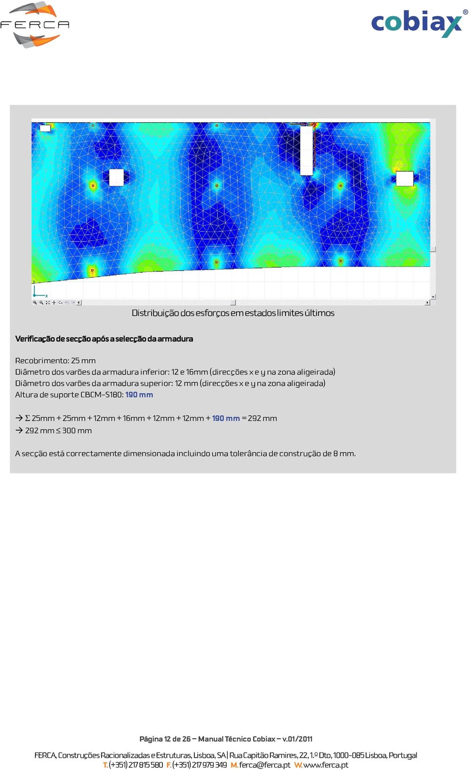 x e y na zona aligeirada) Altura de suporte CBCM-S180: 190 mm Σ 25mm + 25mm + 12mm + 16mm + 12mm + 12mm + 190 mm = 292 mm 292 mm 300 mm