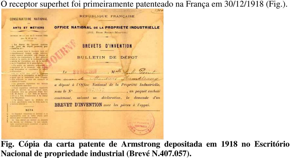 Cópia da carta patente de Armstrong depositada em