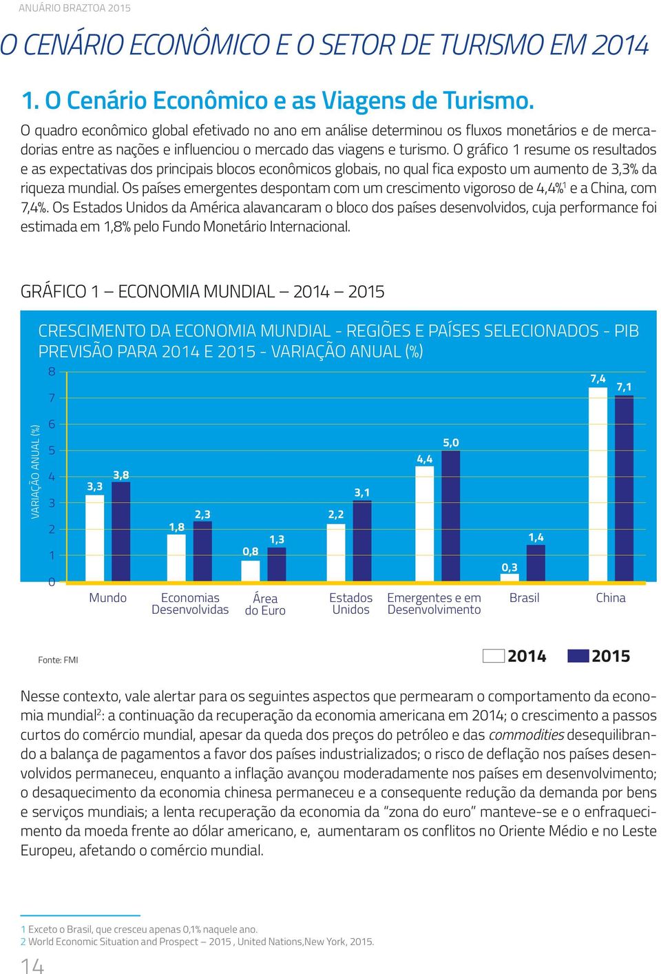 O gráfico 1 resume os resultados e as expectativas dos principais blocos econômicos globais, no qual fica exposto um aumento de 3,3% da riqueza mundial.