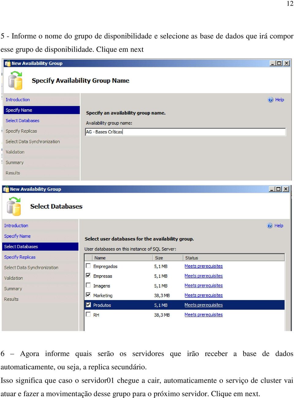 Clique em next 6 Agora informe quais serão os servidores que irão receber a base de dados automaticamente, ou
