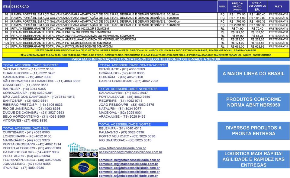 612,00 GRÁTIS 94 RAMPA PORTÁTIL EM AÇO GALVANIZADO PARA ADAPTAÇÃO DE SOLEIRAS, DEGRAUS E DEMAIS DESNÍVEIS. 100x90cm PÇ R$ 1.792,90 R$ 1.