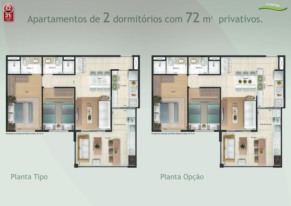 Perspectiva Ilustrada da Planta do Apto.