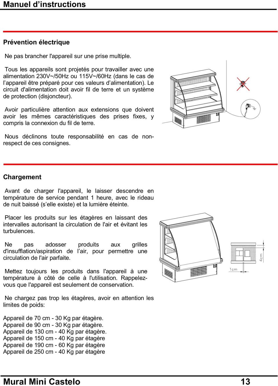 Le circuit d'alimentation doit avoir fil de terre et un système de protection (disjoncteur).