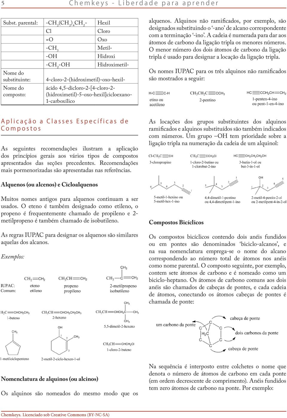 (hidroximetil)-5-oxo-hexil]cicloexano- 1-carboxílico alquenos. Alquinos não ramificados, por exemplo, são designados substituindo o -ano de alcano correspondente com a terminação -ino.