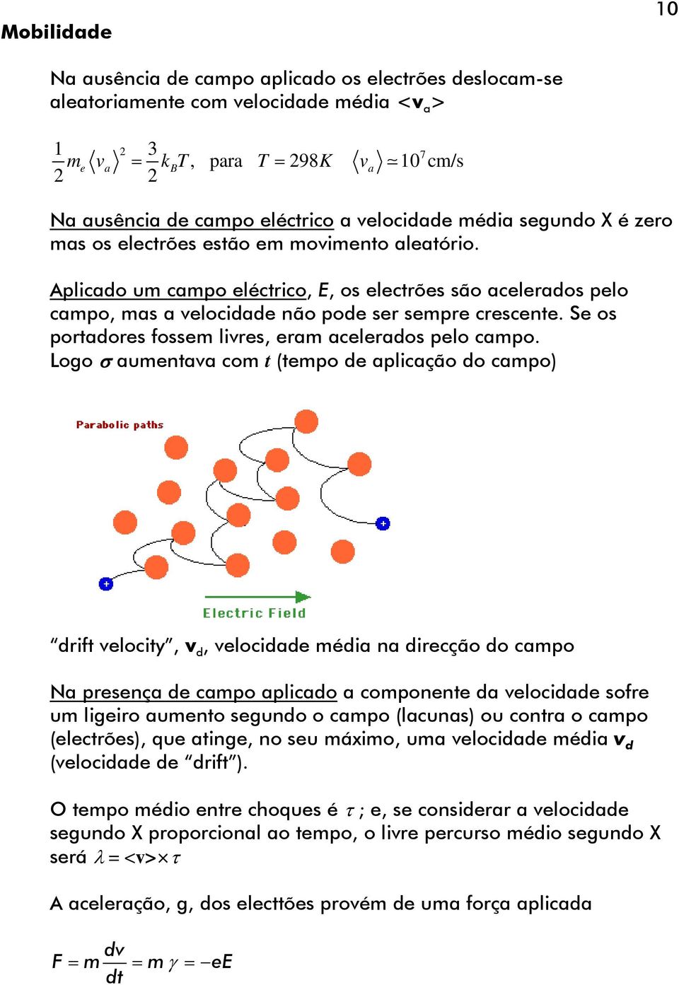 Se os portadores fossem livres, eram acelerados pelo campo.