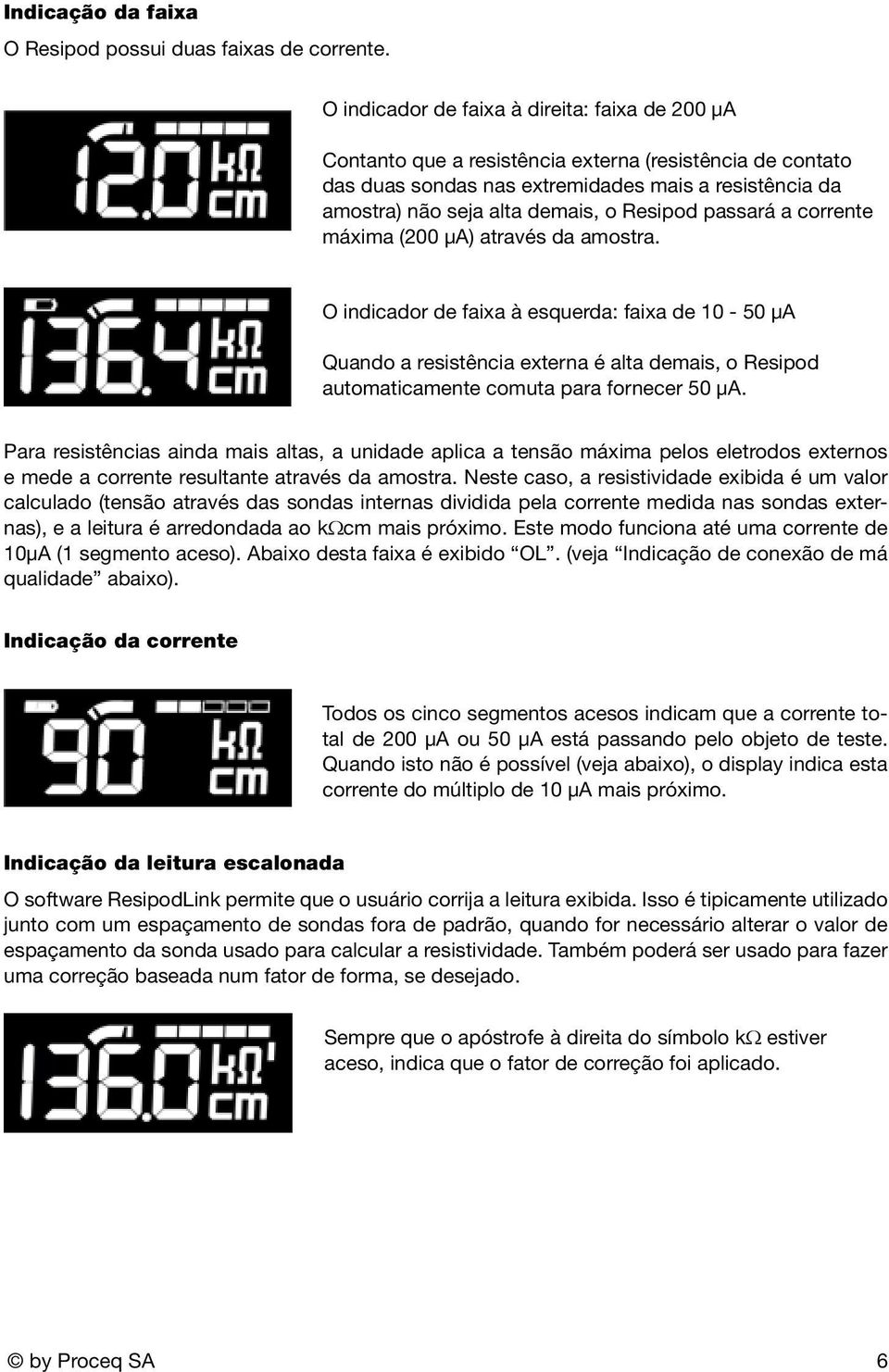 Resipod passará a corrente máxima (200 µa) através da amostra.