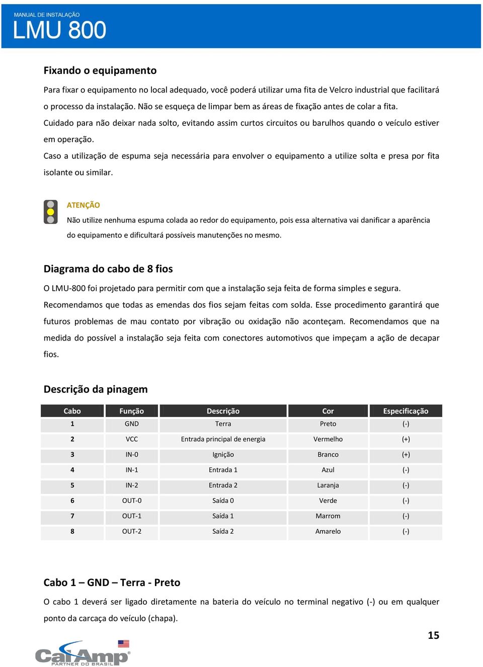 Caso a utilização de espuma seja necessária para envolver o equipamento a utilize solta e presa por fita isolante ou similar.