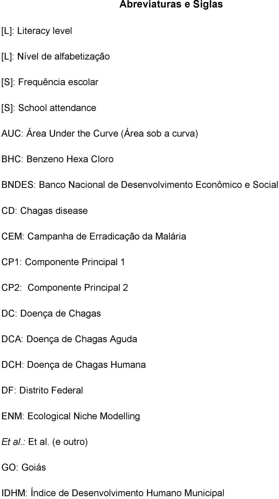 Erradicação da Malária CP1: Componente Principal 1 CP2: Componente Principal 2 DC: Doença de Chagas DCA: Doença de Chagas Aguda DCH: Doença de