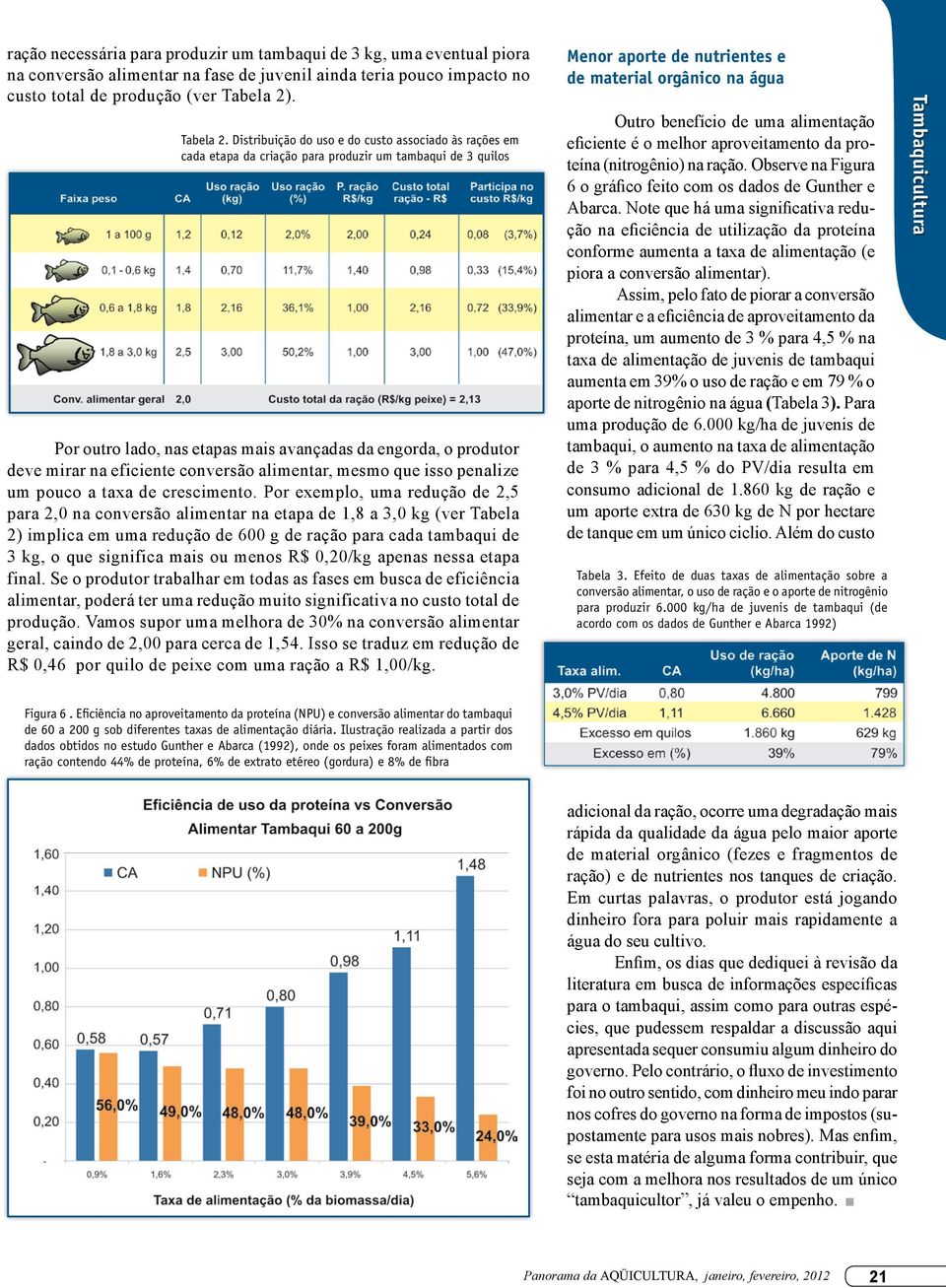 Distribuição do uso e do custo associado às rações em cada etapa da criação para produzir um tambaqui de 3 quilos Por outro lado, nas etapas mais avançadas da engorda, o produtor deve mirar na