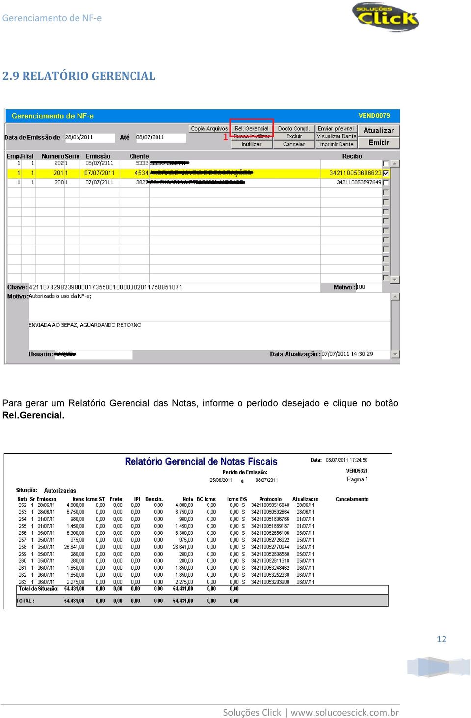 Notas, informe o período