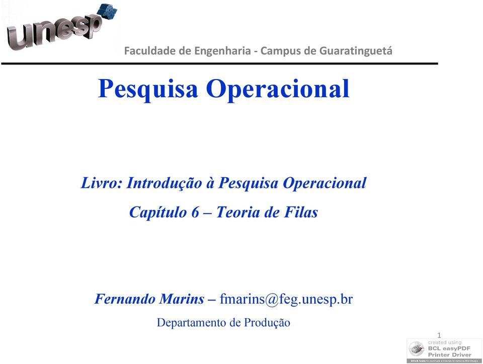 Operacioal Capítulo 6 Teoria de Filas Ferado