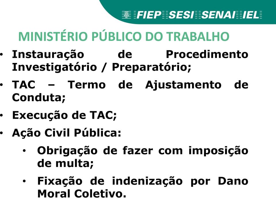 Conduta; Execução de TAC; Ação Civil Pública: Obrigação de