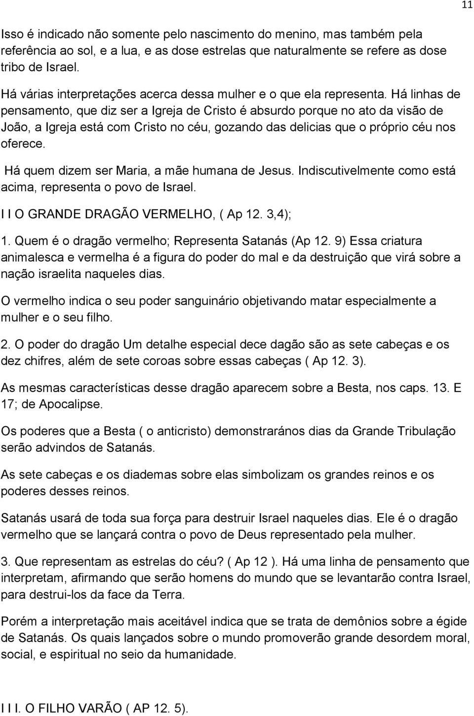 Há linhas de pensamento, que diz ser a Igreja de Cristo é absurdo porque no ato da visão de João, a Igreja está com Cristo no céu, gozando das delicias que o próprio céu nos oferece.