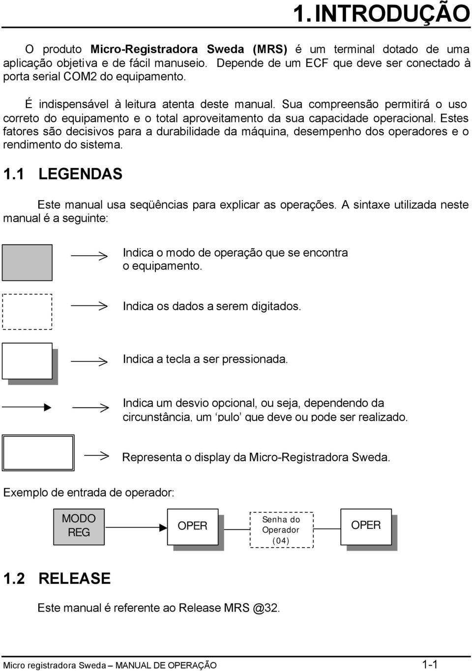 Estes fatores são decisivos para a durabilidade da máquina, desempenho dos operadores e o rendimento do sistema. 1.1 LEGENDAS Este manual usa seqüências para explicar as operações.