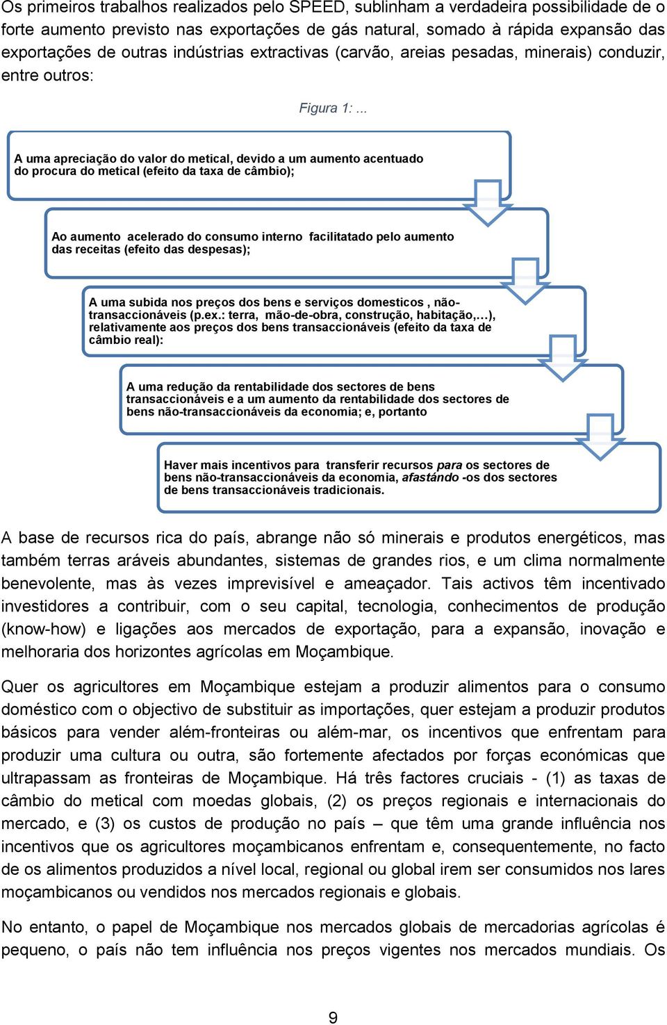 .. A uma apreciação do valor do metical, devido a um aumento acentuado do procura do metical (efeito da taxa de câmbio); Ao aumento acelerado do consumo interno facilitatado pelo aumento das receitas