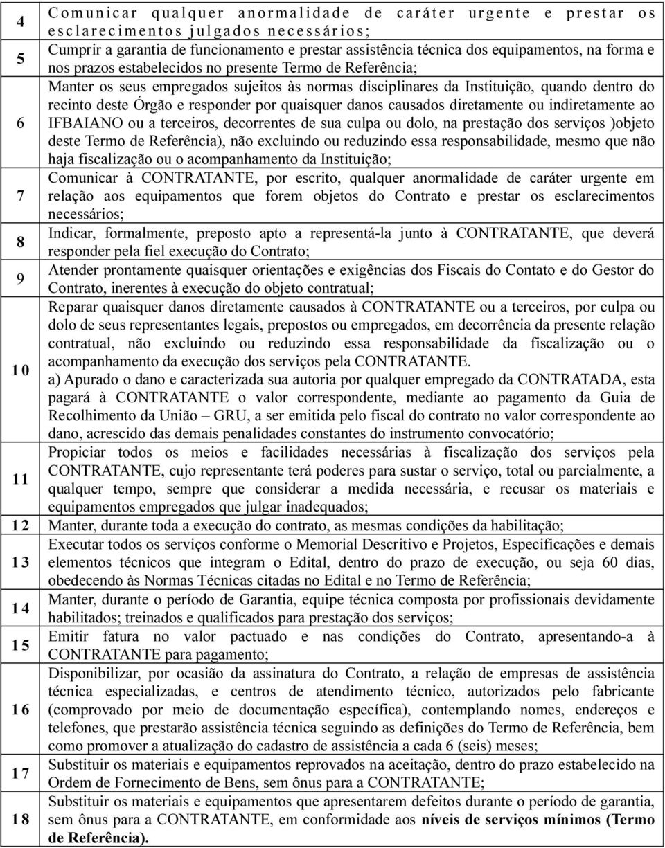 disciplinares da Instituição, quando dentro do recinto deste Órgão e responder por quaisquer danos causados diretamente ou indiretamente ao 6 IFBAIANO ou a terceiros, decorrentes de sua culpa ou