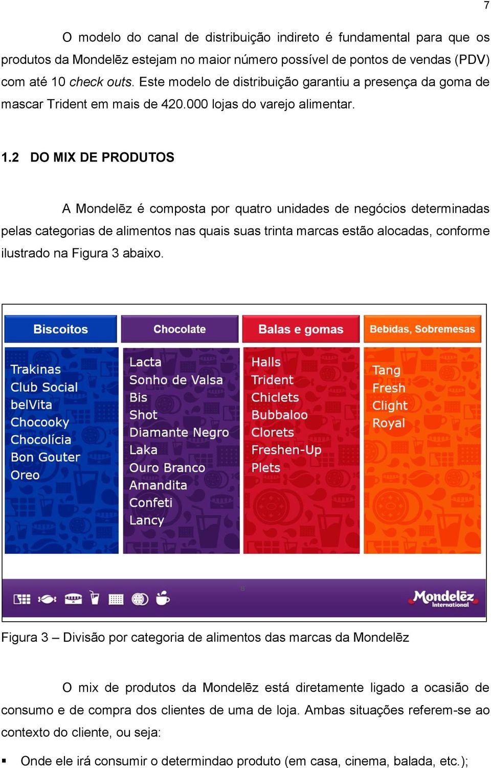 2 DO MIX DE PRODUTOS A Mondelēz é composta por quatro unidades de negócios determinadas pelas categorias de alimentos nas quais suas trinta marcas estão alocadas, conforme ilustrado na Figura 3