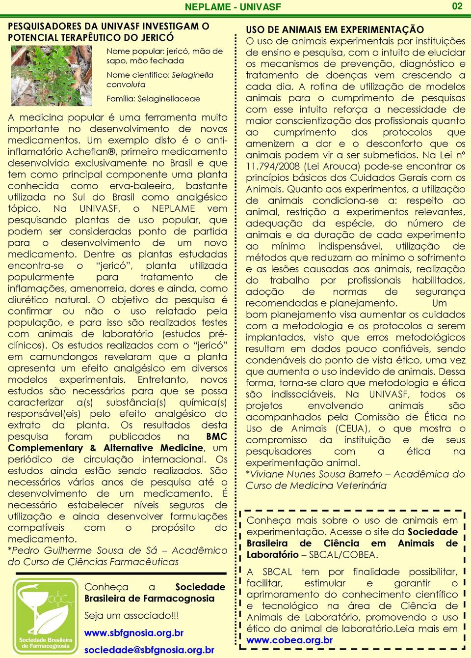 Um exemplo disto é o antiinflamatório Acheflan, primeiro medicamento desenvolvido exclusivamente no Brasil e que tem como principal componente uma planta conhecida como erva-baleeira, bastante