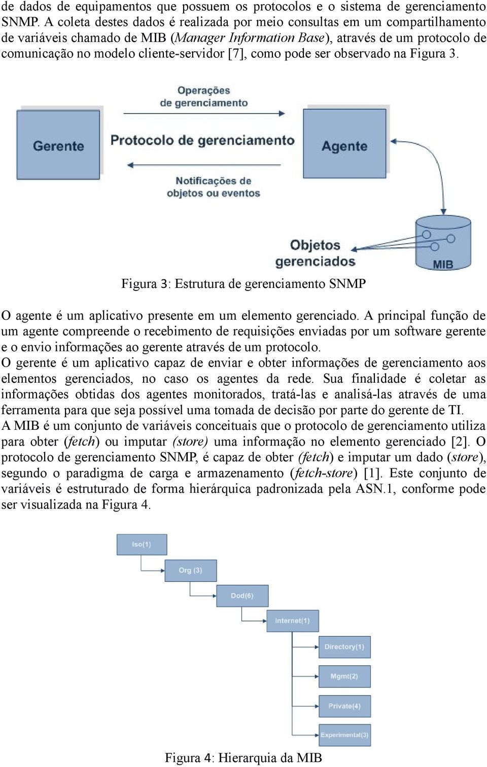 [7], como pode ser observado na Figura 3. Figura 3: Estrutura de gerenciamento SNMP O agente é um aplicativo presente em um elemento gerenciado.