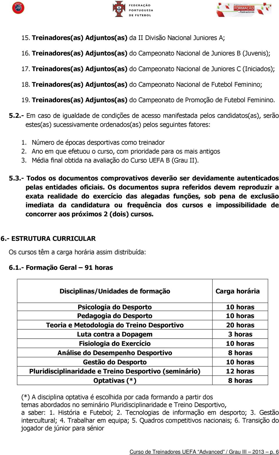 Treinadores(as) Adjuntos(as) do Campeonato de Promoção de Futebol Feminino. 5.2.