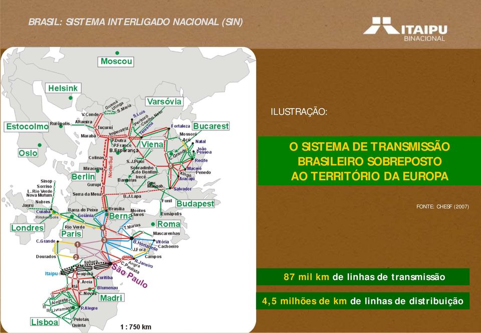 TERRITÓRIO DA EUROPA FONTE: CHESF (2007) 87 mil km de