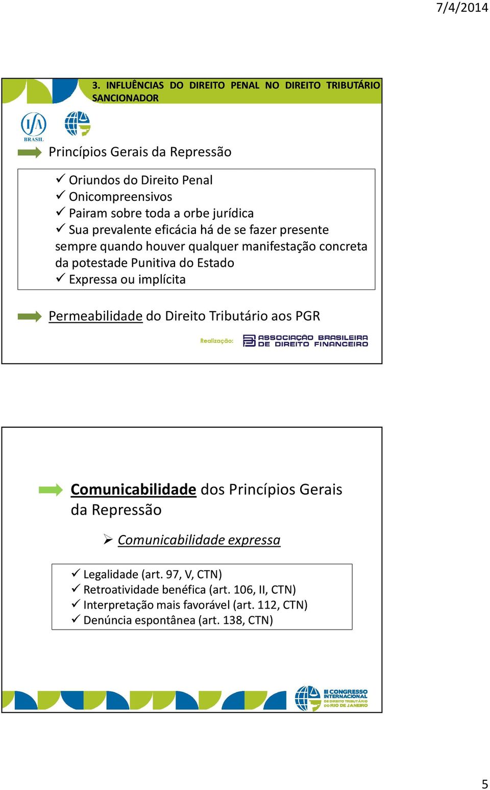 do Estado Expressa ou implícita Permeabilidadedo Direito Tributário aos PGR Comunicabilidadedos Princípios Gerais da Repressão Comunicabilidade