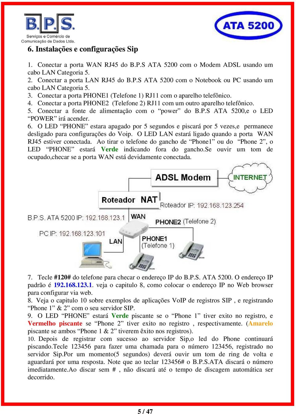 Conectar a fonte de alimentação com o power do B.P.S ATA 5200,e o LED POWER irá acender. 6.