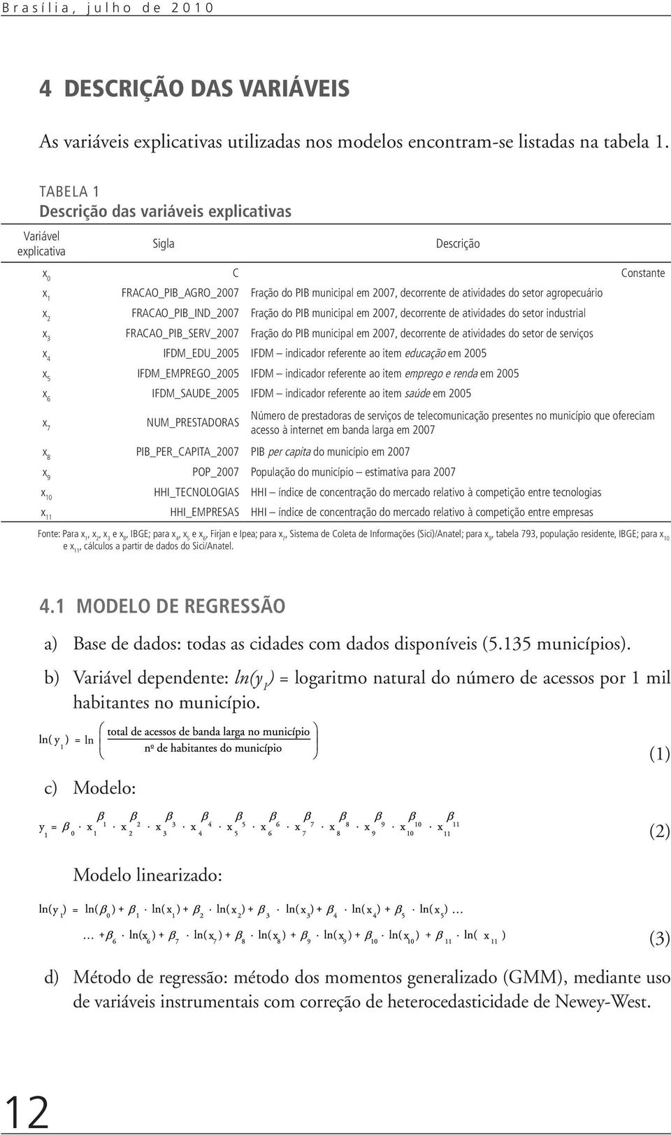 agropecuário x 2 FRACAO_PIB_IND_2007 Fração do PIB municipal em 2007, decorrente de atividades do setor industrial x 3 FRACAO_PIB_SERV_2007 Fração do PIB municipal em 2007, decorrente de atividades