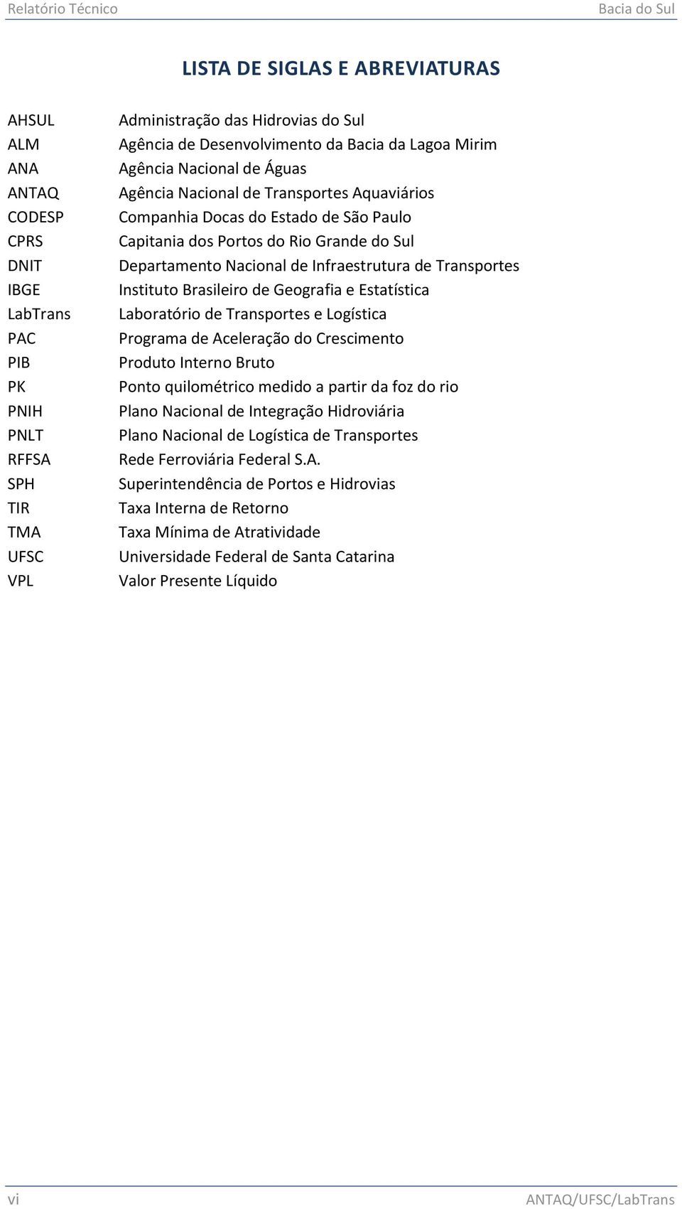 Sul Departamento Nacional de Infraestrutura de Transportes Instituto Brasileiro de Geografia e Estatística Laboratório de Transportes e Logística Programa de Aceleração do Crescimento Produto Interno