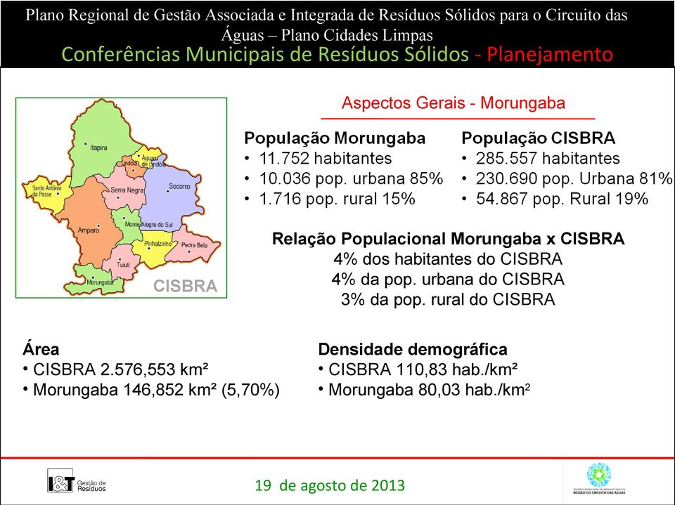 urbana do CISBRA 3% da pop. rural do CISBRA Área CISBRA 2.