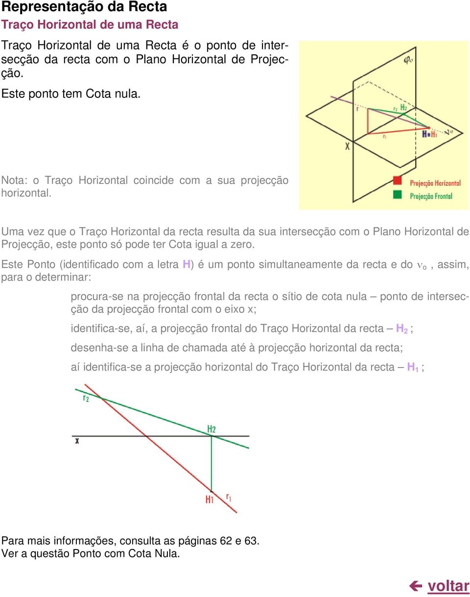 Uma vez que o Traço Horizontal da recta resulta da sua intersecção com o Plano Horizontal de Projecção, este ponto só pode ter Cota igual a zero.