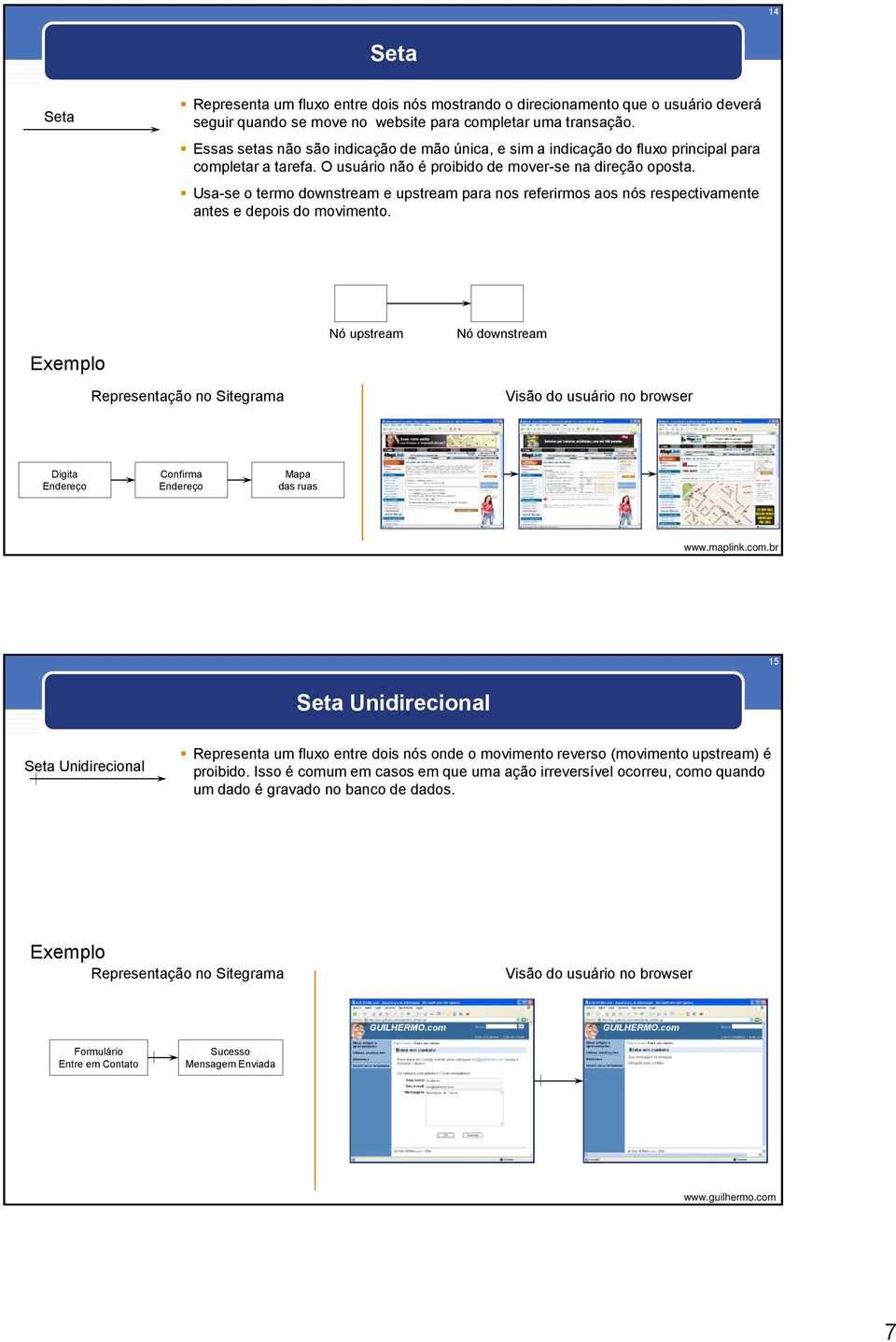 Usa-se o termo downstream e upstream para nos referirmos aos nós respectivamente antes e depois do movimento. Nó upstream Nó downstream Digita Endereço Confirma Endereço Mapa das ruas www.maplink.com.