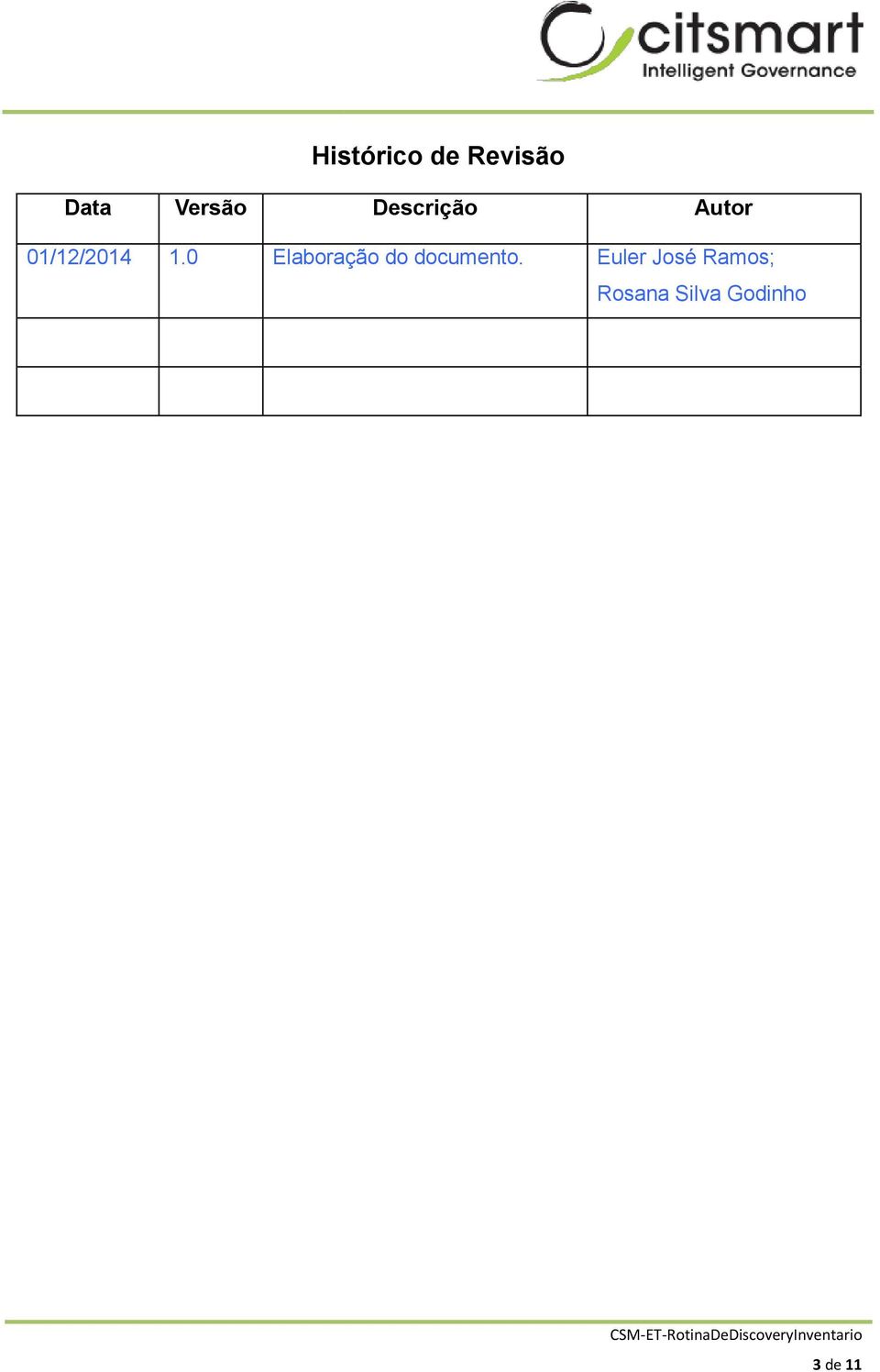 0 Elaboração do documento.