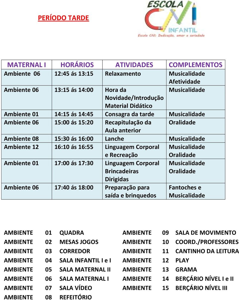 Recapitulação da Aula anterior Ambiente 08 15:30 ás 16:00 Lanche Ambiente 12 16:10 ás 16:55 Linguagem Corporal e Recreação