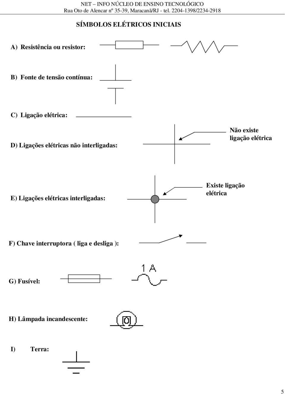 ligação elétrica E) Ligações elétricas interligadas: Existe ligação elétrica F)