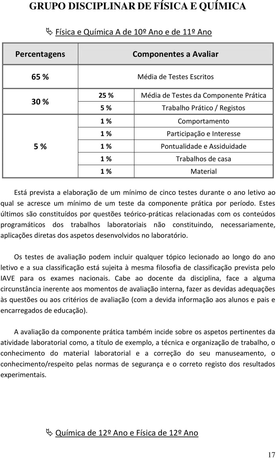 durante o ano letivo ao qual se acresce um mínimo de um teste da componente prática por período.