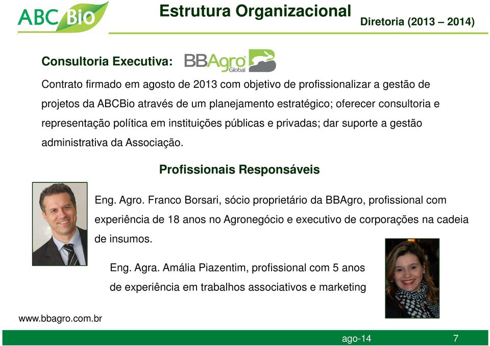 da Associação. Profissionais Responsáveis Eng. Agro.