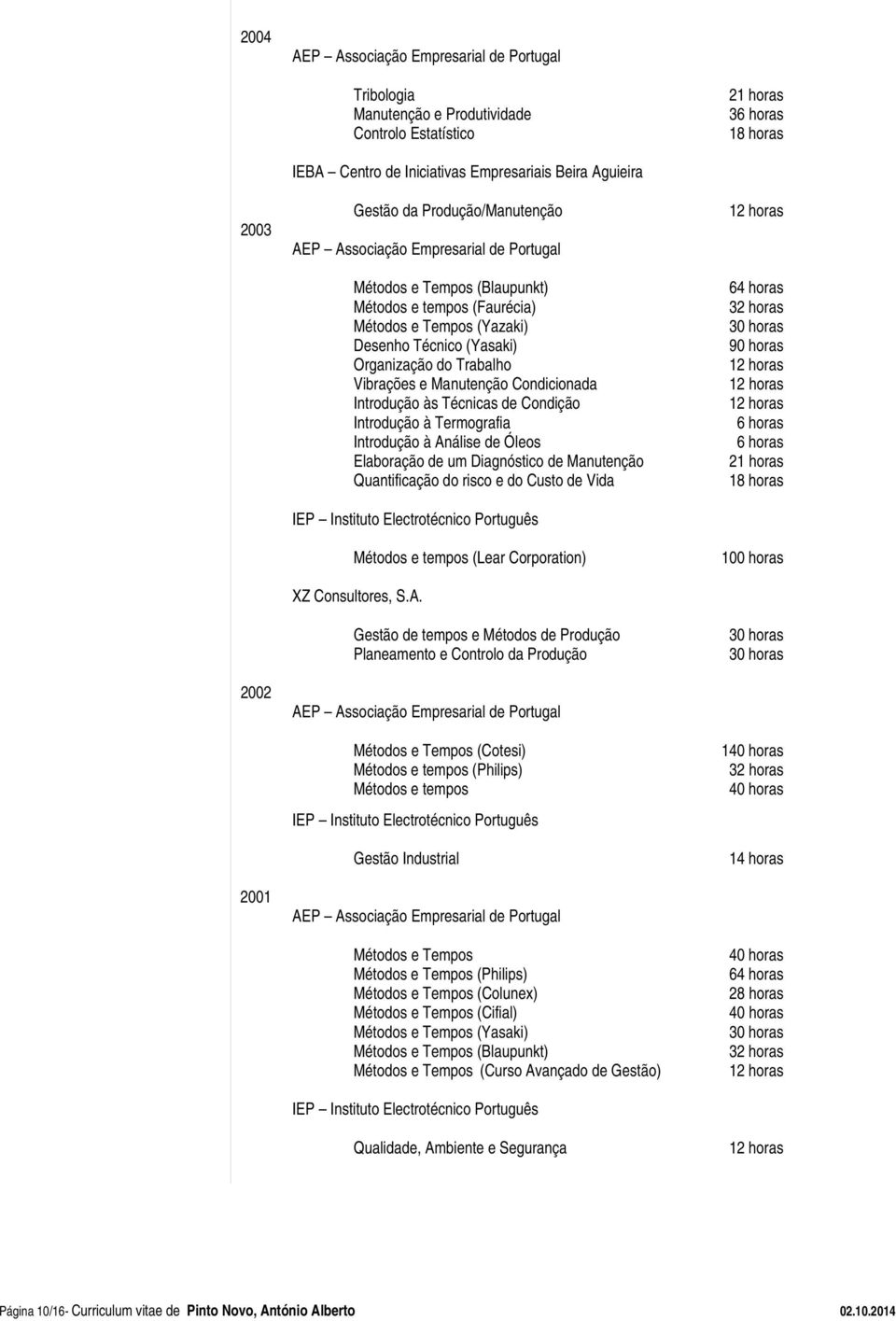 Introdução à Termografia Introdução à Análise de Óleos Elaboração de um Diagnóstico de Manutenção Quantificação do risco e do Custo de Vida IEP Instituto Electrotécnico Português Métodos e tempos