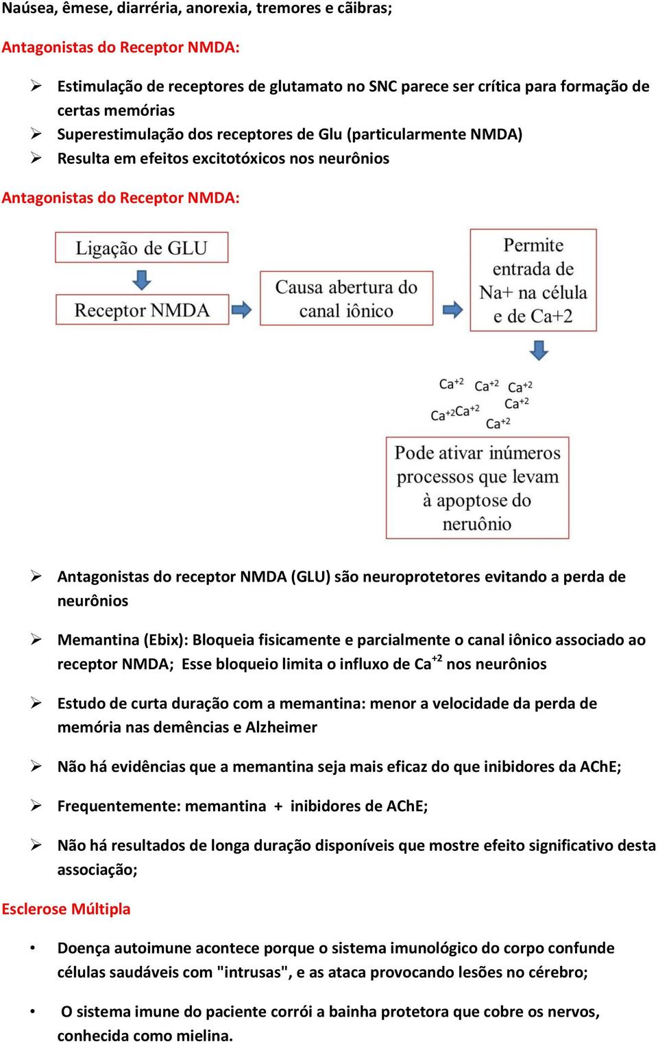 evitando a perda de neurônios Memantina (Ebix): Bloqueia fisicamente e parcialmente o canal iônico associado ao receptor NMDA; Esse bloqueio limita o influxo de Ca +2 nos neurônios Estudo de curta